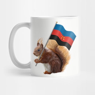 Red Squirrel Holding a Polyamory Pride Flag Mug